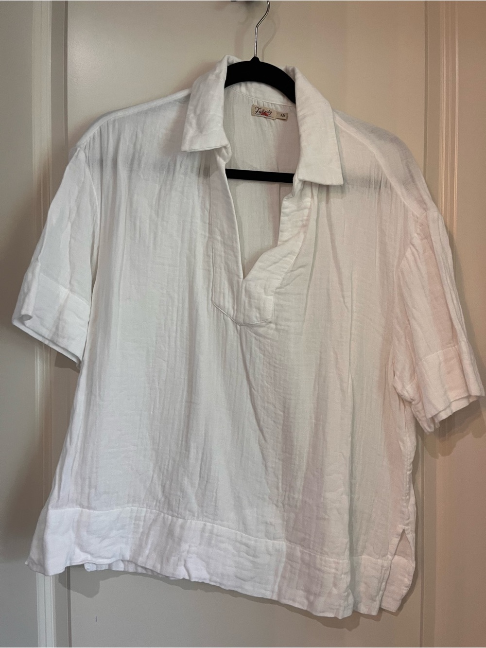 Faherty White Lightweight Linen-Blend Open Placket Shirt